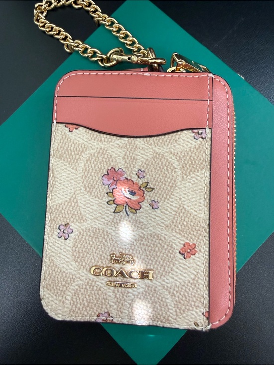 Coach Accessories - Coach Wallet Case Pink Floral  with Chain New With Tags
